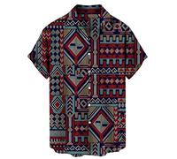RMBLYfeiye Oversize Shirt Herren Hawaii Hemd Baumwolle Poloshirt Schwarz Revers Retro Paisley Druck Strandhemd Kurzarm Relaxed Fit Sommerhemd Locker Urlaubhemd Weißes Shirt (Rot, XXL)