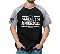 RMBLYfeiye Oversize Shirt Herren Langarmshirts Für Herren T-Shirt Rundhals Slogan Druck Raglanärmel Muskelshirts Slim Fit Sport Shirt 4Th of July T Shirt Longshirt (Schwarz, 4XL)