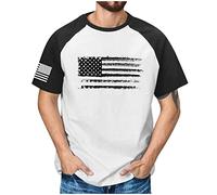 RMBLYfeiye Schwarze Tshirt Herren Hemd Herren Kurzarm Herren Poloshirt Rundhals Flagge Drucken Raglanärmel Muskelshirt Slim Fit Sommer T Shirt Kurzarm Uncle Sam T Shirt Herren T-Shirt (Weiß, S)