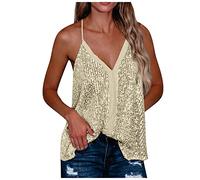 RMBLYfeiye Silvester Top Damen Pailletten Oberteil Grosse Groessen Glitzer Oberteile Große Größen Schwarz Gold