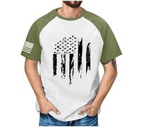 RMBLYfeiye Slim Fit T-Shirt Herren Hawaii Tshirt Herren Polohemd Herren Rundhals Flagge Drucken Raglanärmel Muskelshirt Slim Fit Sport Shirt 4Th of July T Shirt Poloshirt Schwarz (Grün, XL)