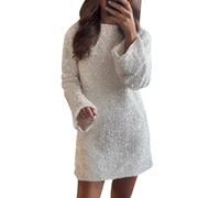 RMBLYfeiye Sommerkleid Damen Leicht Strandkleid Große Größen Rückenfreies Kleid BH Langarm Locker Glitzer Festlich Pailettenkleider Frauen Abiballkleid