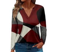 RMBLYfeiye Spitzen Oberteile Damen Musselin Bluse Elegant V-Ausschnitt Einfarbiges Longshirt Sportshirt Herbst Poloshirt XL