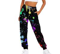 RMBLYfeiye Sporthose Damen Weiße Hose Fahrradunterhose Gepolstert Jogginghose Kurz Capri Sweathose 3/4 Trainingshose Stoffhose
