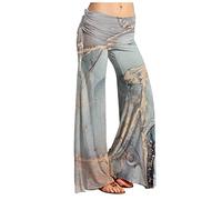 RMBLYfeiye Stoffhose Schwarz Damen Cargo Hose Damen Baggy Bauchweg Hose Damen High Waist Marmor Bedruckt Palazzo Hose Elastische Taille Yoga Hose Stretch Freizeithose Chinohose Damen (Khaki, S)