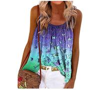 RMBLYfeiye Strandtunika Damen Rundhals Paisley Druck Spaghetti Tank Top Plissiertes Locker Blusen Ärmellos Sexy Rückenfrei Party Tops Retro Boho Tops Elegant Oberteile
