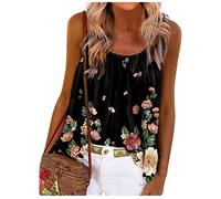 RMBLYfeiye Strandtunika Damen Rundhals Paisley Druck Spaghetti Tank Top Plissiertes Locker Blusen Ärmellos Sexy Rückenfrei Party Tops Retro Boho Tops Elegant Oberteile