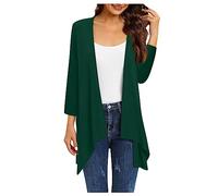 RMBLYfeiye Strickjacken Für Damen Sommer Jacken Frauen Trachten Einfarbiges Offener Vorderseite Leicht Strickjacke 3/4 Ärmel Elegant Cardigan Lang Winterjacke