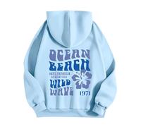 RMBLYfeiye Sweatshirt Damen Pullover Für Beheizbarer Hoodie Pink Palm Puff Kuschel Sweatjacke Mit Aufdruck Kapuze Basic