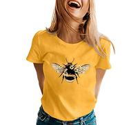 RMBLYfeiye Sweatshirt Festliche Blusen Damen Glitzer Shirt Biene Druck Sommer Bluse Kurzarm T Elegant Oberteile Rundhalsausschnitt Longshirt