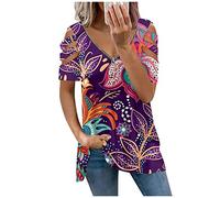 RMBLYfeiye T Shirt Damen V-Ausschnitt Leoparden Druck Schulterfrei Sommer Oberteile Kurzarm Locker Freizeitshirt Mit Reißverschluss Sexy Rückenfrei Blusenshirt Plissiertes Party Tops