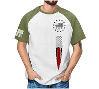RMBLYfeiye T Shirt Herren 4XL Hemd Schwarz Herren Funktionsshirt Rundhals Usa Flagge Drucken Raglanärmel Muskelshirt Slim Fit Sport Shirt 4Th of July T Shirt Compression Shirt (Grün, M)