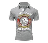 RMBLYfeiye T-Shirt Herren Sprüche Herren Hemd Bügelfrei Poloshirt V-Ausschnitt Musterdruck Halbe Knopfleiste Muskelshirts Kurzarm Reverskragen Slim Fit Henley Shirt Tshirt Weiss (Light Gray, L)