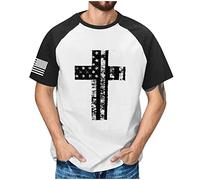 RMBLYfeiye T-Shirt Herren Weiß Hemd Herren Regular Fit Langarmshirt Herren Rundhals Musterdruck Raglanärmel Muskelshirts Slim Fit Sport Shirt 4Th of July T Shirt T Shirt Weiß (Weiß, 4XL)