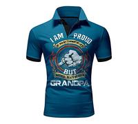 RMBLYfeiye T Shirt Langarm Herren Hawaii Tshirt Herren Shirt Herren V-Ausschnitt Musterdruck Halbe Knopfleiste Muskelshirts Kurzarm Reverskragen Slim Fit Henley Shirt Grüne Poloshirts (Blau, XXL)