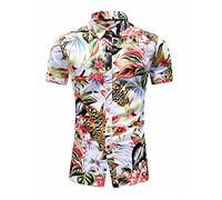 RMBLYfeiye T Shirts Männer Smoking Herren Tshirt Reverskragen Tropische Palmblatt Druck Strandhemd Kurzarm Slim Fit Businesshemden Basic Freizeithemd Herren Kleidung (Grün, XL)