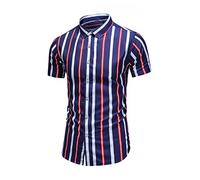 RMBLYfeiye Tattoo Shirt Herren Herren Hemd Kurzarm Polo Tshirt Reverskragen Gestreifter Druck Strandhemd Kurzarm Slim Fit Cooler Shirt Basic Freizeithemd Polohemden (Royal Blue, XL)