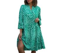 RMBLYfeiye Temu Shop Kleidung Damen Abendkleider Lang Kleider Sommer Kleid Festlich Hochzeitsgast Vintage Blumen Bedruckt 3/4 Arm Sommerkleid Locker Boho Hochzeitskleid