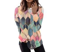 RMBLYfeiye Temu Shop Kleidung Damen Activewear Für Fledermaus Shirt Langarm Shirts Musterdruck Rundhals Sweatshirt Longshirt Leichte Laufshirt Frauen 3XL