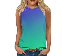 RMBLYfeiye Temu Shop Kleidung Damen Basic Tank Top Leinen Sexy Rundhals Farbverlauf Trägershirt Stretch Ärmellos Tanktops Frauen Tops