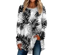 RMBLYfeiye Temu Shop Kleidung Damen Bluse Damen T Shirts Damen Crop Shirt Damen Gestreifter Bedruckt Long Sleeve Oversized Sweatshirt Rundhals Longshirt Casual Pulli Herbst Laufshirt Damenbluse 3XL