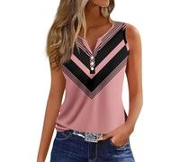 RMBLYfeiye Temu Shop Kleidung Damen Bluse Elegant Sommer Opus Shirt V-Ausschnitt Blumen Bedruckt Henley Tops Ärmellos Achselshirts Leichte Trägershirt Jeansbluse