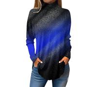 RMBLYfeiye Temu Shop Kleidung Damen Blusenshirt Damen Glitzer Oberteile Damen Sport Shirt Damen Rundhals Long Sleeve Oversized Sweatshirt Blumen Bedruckt Oberteile Basic Pulli Shirt Langarm Damen L