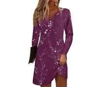 RMBLYfeiye Temu Shop Kleidung Damen Brautkleid Abendkleid Schwarz Maxikleid Langarm Blumen Bedruckt V-Ausschnitt Strandkleid Knof Freizeitkleid Kurz Kleid Eng