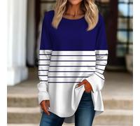 RMBLYfeiye Temu Shop Kleidung Damen Crop Tops Damen T Shirt Damen Kurzarm Opus Shirt Damen Long Sleeve Gestreifter Druck Oversized Sweatshirt Rundhals Pulli Casual Laufshirt Damen Blusen M