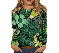 RMBLYfeiye Temu Shop Kleidung Damen Crop Tops Damen T Shirt Damen Kurzarm Sport Shirt Damen Long Sleeve Blumen Bedruckt Oversized Sweatshirt Rundhals Oberteile Damenbluse XL
