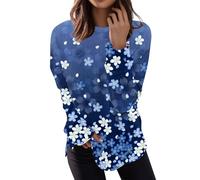 RMBLYfeiye Temu Shop Kleidung Damen Leinenbluse Damen T Shirts Damen Sommer Damen Tunika Sommer Rundhalsausschnitt Vintage Pullover Basic Sweatshirt Langarm Pulli Locker Elegante Blusen XXL