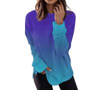 RMBLYfeiye Temu Shop Kleidung Damen Leinenbluse Damen T Shirts Damen Sommer Opus Shirt Damen Rundhals Langarm Sweatshirt Musterdruck Sportshirt Basic Sweatshirt Herbst Sommerbluse Damen 5XL