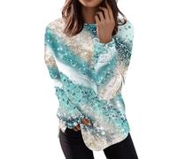 RMBLYfeiye Temu Shop Kleidung Damen Oberteile Damen Weiße Bluse Damen Opus Shirt Damen Musterdruck Rundhals Sweatshirt Langarm Longshirt Leichte Laufshirt Frauen Damenblusen 5XL