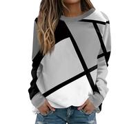 RMBLYfeiye Temu Shop Kleidung Damen Oversize Shirt Damen Shirt Damen Elegant Opus Shirt Damen Rundhals Long Sleeve Oversized Sweatshirt Blumen Bedruckt Pulli Leichte Damen Sweatshirt L