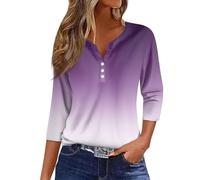 RMBLYfeiye Temu Shop Kleidung Damen T-Shirt Bluse Kurzarm Opus Shirt V-Ausschnitt Blumen Bedruckt Dreiviertelarm Frauen Musselin Ausgefallene Combat