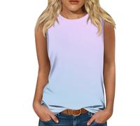 RMBLYfeiye Temu Shop Kleidung Damen Top Neckholder Trägerlos Rippshirt Rundhals Farbverlauf Trägershirt Stretch Ärmellos Tanktops Frauen Crop Tops Sport