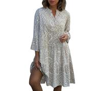 RMBLYfeiye Temu Shop Kleidung Damen Wickelkleid Brautjungfer Cocktailkleid Elegant Vintage Blumen Bedruckt 3/4 Arm Sommerkleid Locker Boho Kleid Lange Kleider