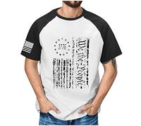 RMBLYfeiye Thermo Shirt Herren Langarm Hemd Leinen Herren Herren T Shirt Rundhals Musterdruck Raglanärmel Muskelshirt Slim Fit Sommer T Shirt Kurzarm Uncle Sam T Shirt Tshirt Männer (Weiß, M)
