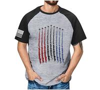 RMBLYfeiye Thermo Shirt Herren Langarm Weisses Hemd Männer Longshirt Rundhals Flaggen Drucken Raglanärmel Muskelshirts Slim Fit Sport Shirt 4Th of July T Shirt T Shirts Männer (Grau, S)