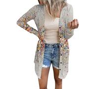 RMBLYfeiye Trachten Strickjacke Damen Sommer Jacken Frauen Kostüme & Blazer Für Blumenmuster Leichte Übergangsjacke Mit Knopfleiste Elegant Cardigan Langarm Blouson Dünne Jacke Kurz