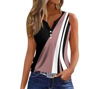 RMBLYfeiye Trachtenbluse Damen Weißes T-Shirt Locker T Shirt Vatertag V-Ausschnitt Blumen Bedruckt Henley Tops Ärmellos Achselshirts Schwarzes Tshirt