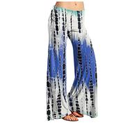 RMBLYfeiye Trousers for Women Hose Damen Elegant Jeans Damen High Waist Paperbag Waist Gestreifter Druck Palazzo Hose Elastische Taille Yoga Hose Stretch Freizeithose Hose Damen (Hellblau, L)