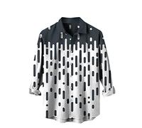 RMBLYfeiye Tshirt Herren Schwarz Hawaii Hemd Männer Langarm Grüne Poloshirts Reverskragen Verlaufsfarben Knopfleiste Freizeithemd Langarm Locker Oversized Langarmshirt Polo Shirt (Grau, XXL)