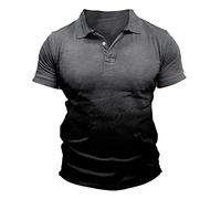 RMBLYfeiye Tshirt Herren Schwarz Mittelalter Hemd Herren Polo Shirt V-Ausschnitt Verlaufsfarben Halbe Knopfleiste Muskelshirts Kurzarm Reverskragen Slim Fit Golf Shirt Herren Hemden (Dunkelgrau, L)