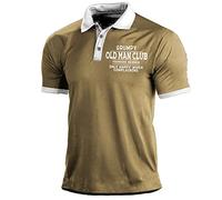 RMBLYfeiye Tshirt Herren Weiss Herren Hemd Kurzarm Herren Hemden V-Ausschnitt Buchstabenmuster Druck Halbe Knopfleiste Muskelshirts Kurzarm Reverskragen Slim Fit Golf Shirt Hemd Weiß (Khaki, 4XL)