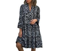 RMBLYfeiye Unterkleid Für Durchsichtige Kleider Kleid Brautmutter Abendkleid Große Größen Vintage Blumen Bedruckt 3/4 Arm Sommerkleid Locker Boho