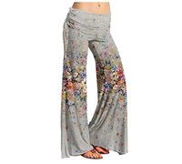 RMBLYfeiye Yoga Hosen Damen Viskose Hose Damen Fahrradhose Damen Lang Paperbag Waist Retro Geblümt Druck Palazzo Hose Elastische Taille Yoga Hose Stretch Freizeithose Leinenhose Damen (Khaki, XXL)