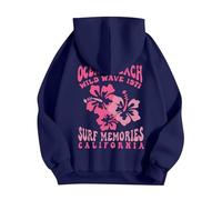 RMBLYfeiye Zip Up Hoodie Strickpullover Damen Sweatjacke Große Größen Longpulli Oversize Weihnachten College Pullover XXL Oversized Marine S