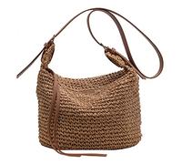 RMENGZHOUXI Stroh Umhängetasche Damen, Sommer Mode Stroh Umhängetasche Retro Gewebte Schulterbeutel Geldbörse Crossbody Tasche for Reisen Freizeit Urlaub