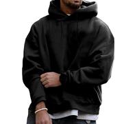 RMK Herren Basic Kapuzenpullover Sweatjacke Pullover Uni Hoodie mit Kapuze Sweatshirt P.06 (DE/NL/SE/PL, Alphanumerisch, L, Regular, Regular, Schwarz)